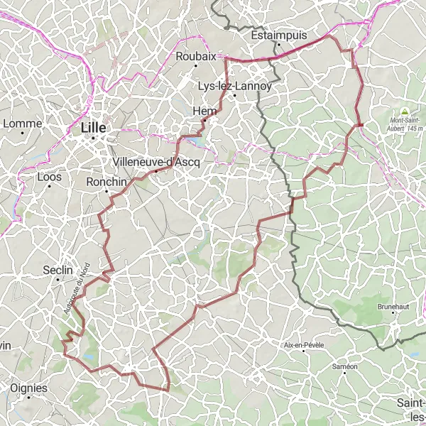 Miniature de la carte de l'inspiration cycliste "Circuit de Wahagnies à Avelin et Thumeries" dans la Nord-Pas de Calais, France. Générée par le planificateur d'itinéraire cycliste Tarmacs.app