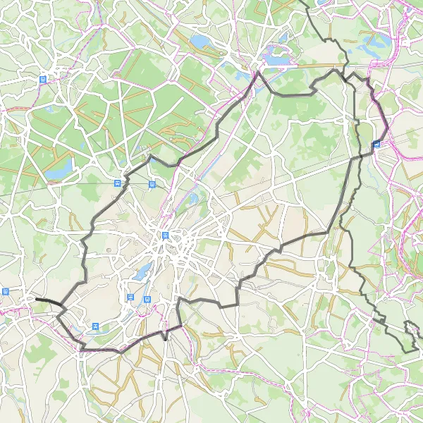 Miniature de la carte de l'inspiration cycliste "Les Vallées Road Adventure" dans la Nord-Pas de Calais, France. Générée par le planificateur d'itinéraire cycliste Tarmacs.app