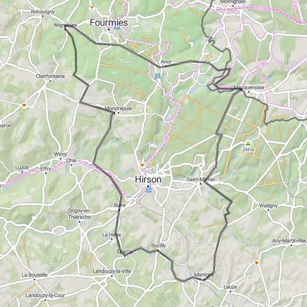Map miniature of "The Éret Route" cycling inspiration in Nord-Pas de Calais, France. Generated by Tarmacs.app cycling route planner
