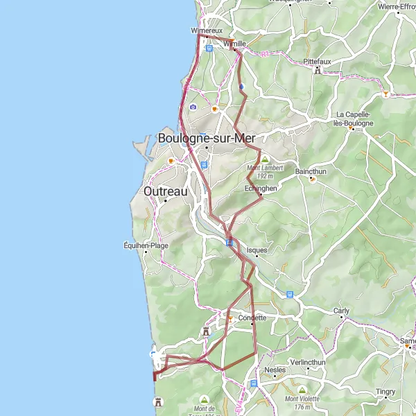 Miniature de la carte de l'inspiration cycliste "Les Chemins de la Vallée de la Slack" dans la Nord-Pas de Calais, France. Générée par le planificateur d'itinéraire cycliste Tarmacs.app