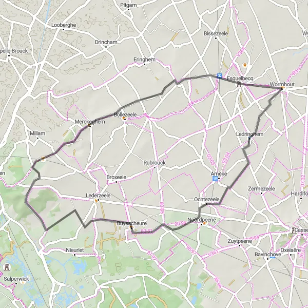 Miniature de la carte de l'inspiration cycliste "La Boucle des Prés Salés" dans la Nord-Pas de Calais, France. Générée par le planificateur d'itinéraire cycliste Tarmacs.app