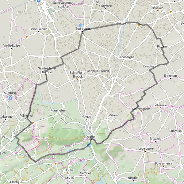 Miniature de la carte de l'inspiration cycliste "Le Charme des Villages du Nord" dans la Nord-Pas de Calais, France. Générée par le planificateur d'itinéraire cycliste Tarmacs.app