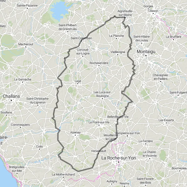 Map miniature of "Maine Tour" cycling inspiration in Pays de la Loire, France. Generated by Tarmacs.app cycling route planner