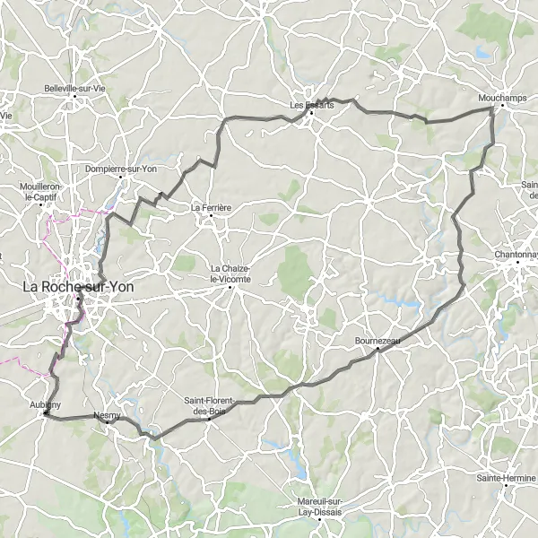 Miniature de la carte de l'inspiration cycliste "Place Napoléon - Nesmy" dans la Pays de la Loire, France. Générée par le planificateur d'itinéraire cycliste Tarmacs.app