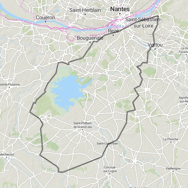 Map miniature of "The Loire Valley Road Cycling Tour" cycling inspiration in Pays de la Loire, France. Generated by Tarmacs.app cycling route planner