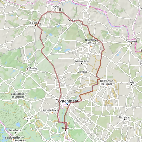 Map miniature of "Scenic Gravel Loop" cycling inspiration in Pays de la Loire, France. Generated by Tarmacs.app cycling route planner