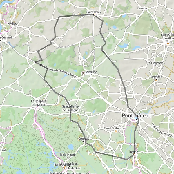 Map miniature of "La Loire Adventure" cycling inspiration in Pays de la Loire, France. Generated by Tarmacs.app cycling route planner