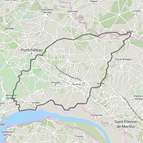 Map miniature of "Historic Route to Saint-Omer" cycling inspiration in Pays de la Loire, France. Generated by Tarmacs.app cycling route planner