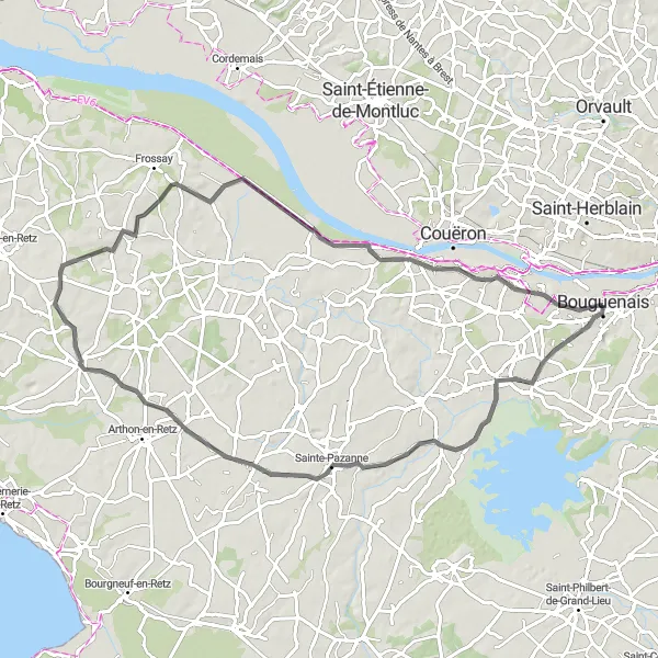 Map miniature of "Pays de la Loire Cycling Adventure" cycling inspiration in Pays de la Loire, France. Generated by Tarmacs.app cycling route planner