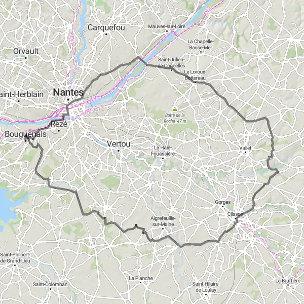 Map miniature of "Loire Region Adventure" cycling inspiration in Pays de la Loire, France. Generated by Tarmacs.app cycling route planner