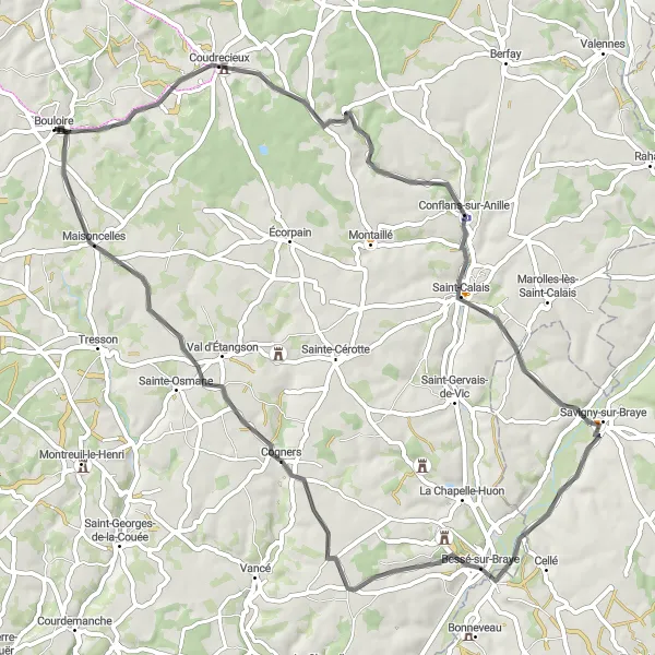 Map miniature of "Pays de la Loire's hidden treasures" cycling inspiration in Pays de la Loire, France. Generated by Tarmacs.app cycling route planner