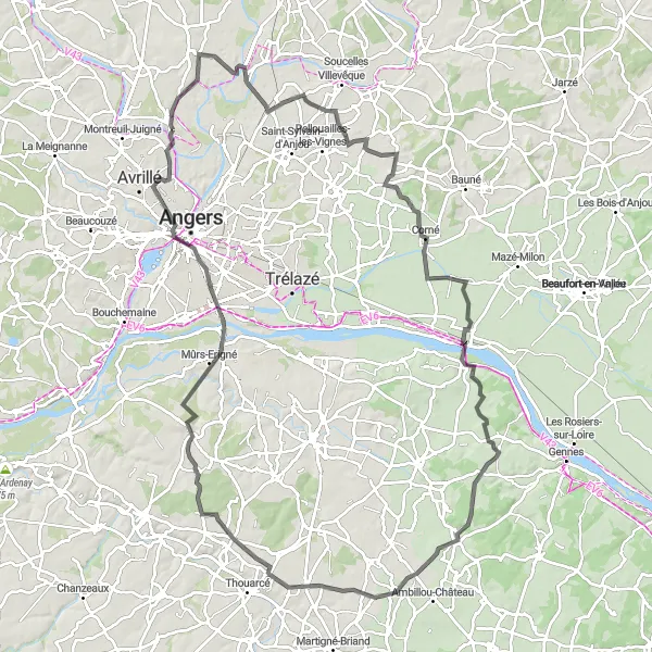 Map miniature of "The Ultimate Cycling Challenge" cycling inspiration in Pays de la Loire, France. Generated by Tarmacs.app cycling route planner