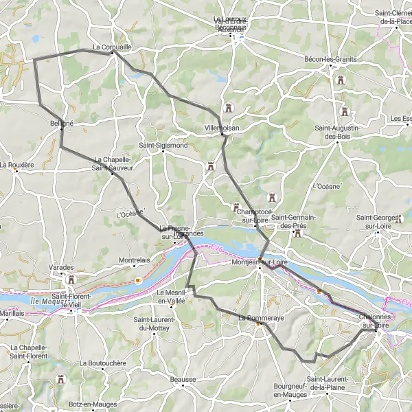 Map miniature of "Island Exploration" cycling inspiration in Pays de la Loire, France. Generated by Tarmacs.app cycling route planner