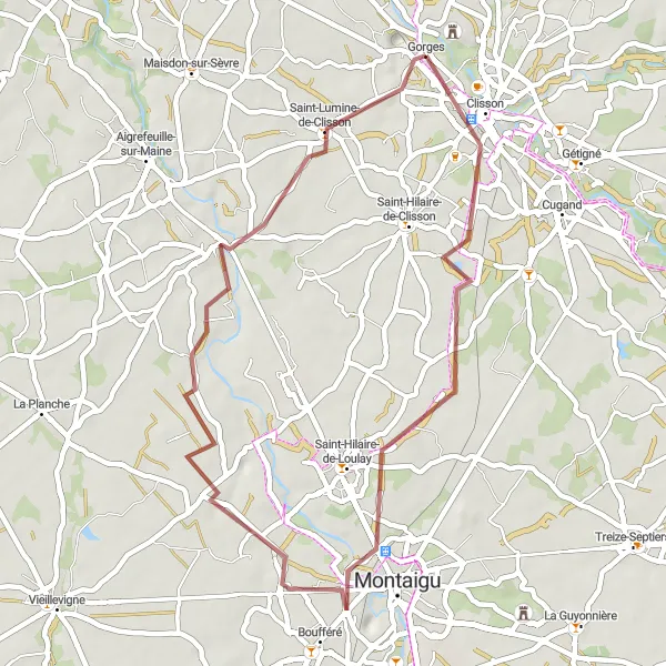 Map miniature of "The Countryside Escape" cycling inspiration in Pays de la Loire, France. Generated by Tarmacs.app cycling route planner