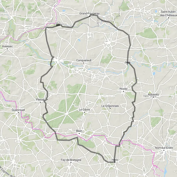 Map miniature of "Legendary Castle Loop" cycling inspiration in Pays de la Loire, France. Generated by Tarmacs.app cycling route planner