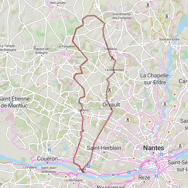 Map miniature of "Gravel Adventure" cycling inspiration in Pays de la Loire, France. Generated by Tarmacs.app cycling route planner