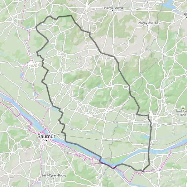 Map miniature of "Spectacular Landscapes and Cultural Treasures" cycling inspiration in Pays de la Loire, France. Generated by Tarmacs.app cycling route planner