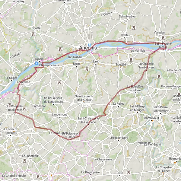 Map miniature of "The Gravel Adventure" cycling inspiration in Pays de la Loire, France. Generated by Tarmacs.app cycling route planner