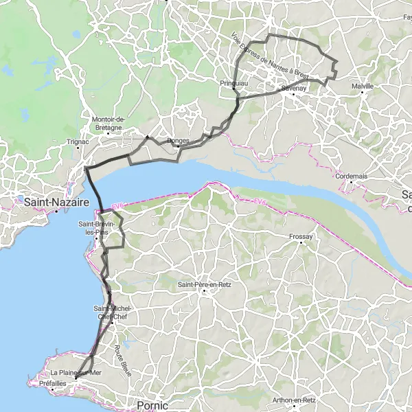 Map miniature of "Historic Delights and Breathtaking Landscapes: A Road Cycling Experience" cycling inspiration in Pays de la Loire, France. Generated by Tarmacs.app cycling route planner