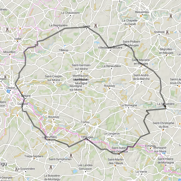 Map miniature of "Cugand Loop" cycling inspiration in Pays de la Loire, France. Generated by Tarmacs.app cycling route planner