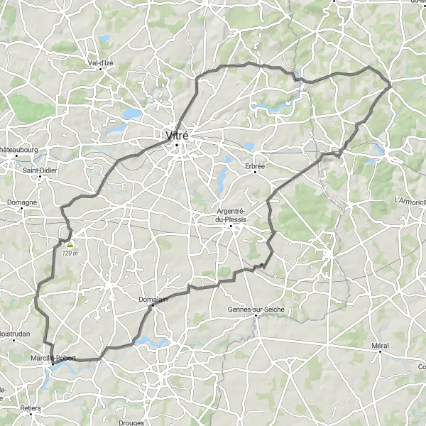 Map miniature of "The Forest Loop" cycling inspiration in Pays de la Loire, France. Generated by Tarmacs.app cycling route planner