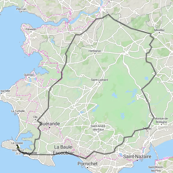 Map miniature of "Scenic Countryside" cycling inspiration in Pays de la Loire, France. Generated by Tarmacs.app cycling route planner