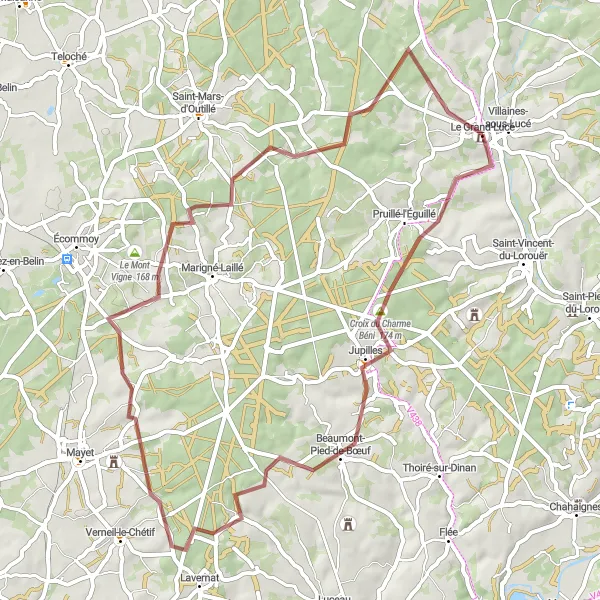 Map miniature of "The Valley Ride" cycling inspiration in Pays de la Loire, France. Generated by Tarmacs.app cycling route planner