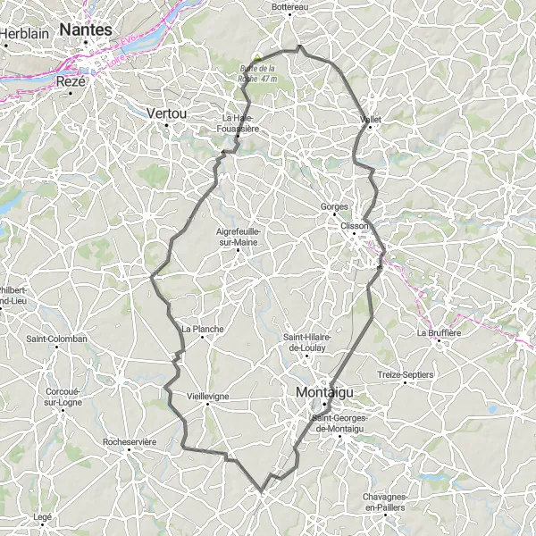 Map miniature of "Charming Countryside Escape" cycling inspiration in Pays de la Loire, France. Generated by Tarmacs.app cycling route planner