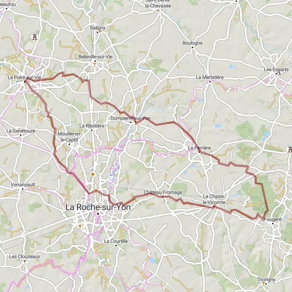 Map miniature of "Vie River Loop" cycling inspiration in Pays de la Loire, France. Generated by Tarmacs.app cycling route planner