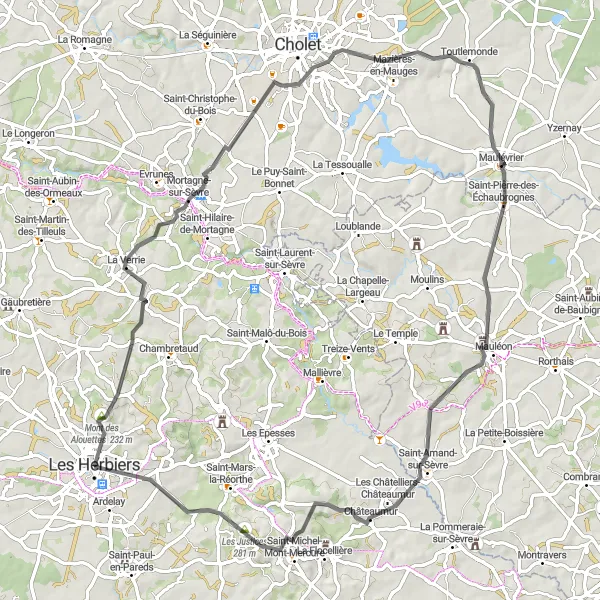 Map miniature of "Vendée Hills Challenge" cycling inspiration in Pays de la Loire, France. Generated by Tarmacs.app cycling route planner