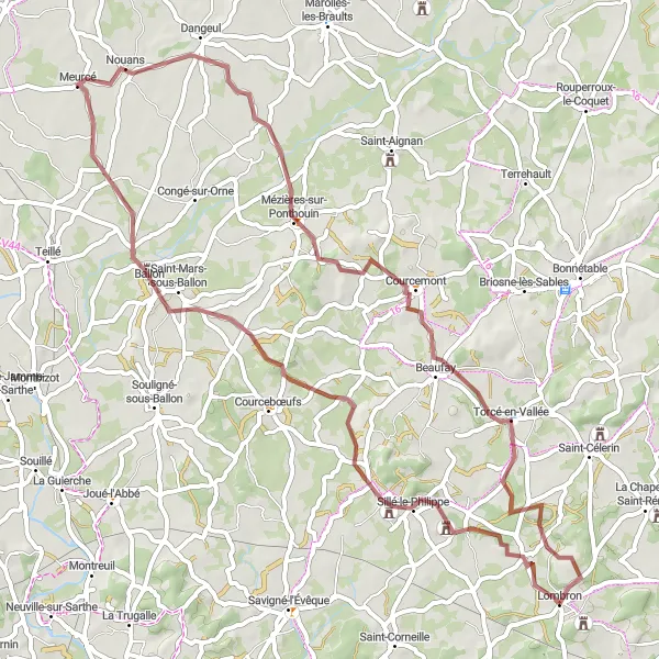 Miniature de la carte de l'inspiration cycliste "Aventure en Gravel" dans la Pays de la Loire, France. Générée par le planificateur d'itinéraire cycliste Tarmacs.app
