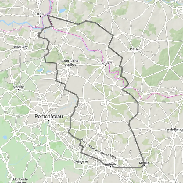 Map miniature of "The Loire Valley Adventure" cycling inspiration in Pays de la Loire, France. Generated by Tarmacs.app cycling route planner