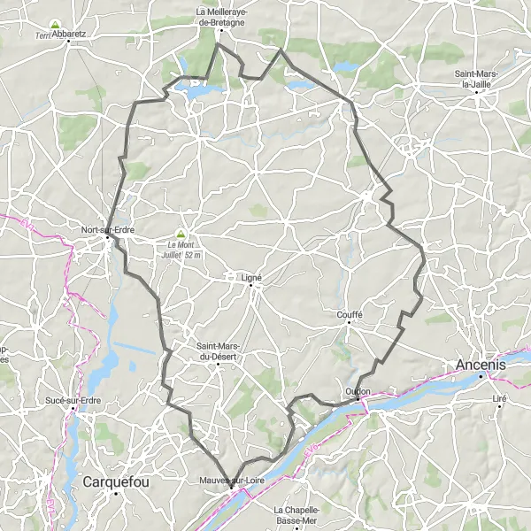 Map miniature of "Magical and Historic Route" cycling inspiration in Pays de la Loire, France. Generated by Tarmacs.app cycling route planner