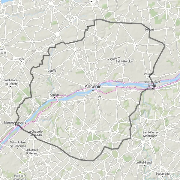 Map miniature of "The Ultimate Challenge" cycling inspiration in Pays de la Loire, France. Generated by Tarmacs.app cycling route planner