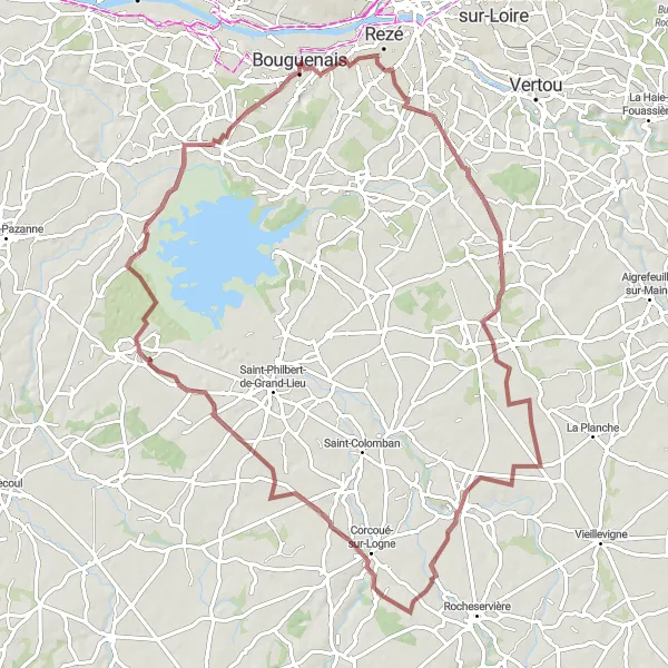 Map miniature of "Hidden Gems and Rural Landscapes" cycling inspiration in Pays de la Loire, France. Generated by Tarmacs.app cycling route planner