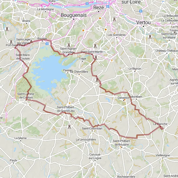 Map miniature of "Rural Escape" cycling inspiration in Pays de la Loire, France. Generated by Tarmacs.app cycling route planner