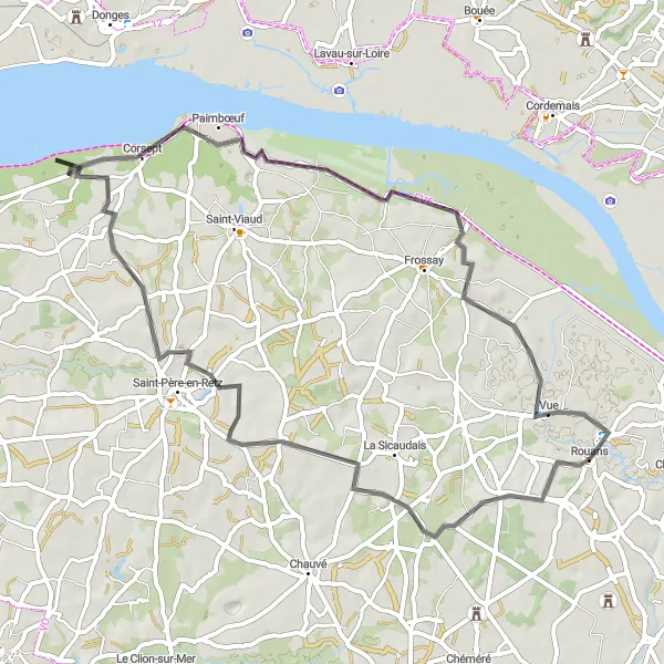 Map miniature of "Parcours panoramique vers Saint-Père-en-Retz" cycling inspiration in Pays de la Loire, France. Generated by Tarmacs.app cycling route planner