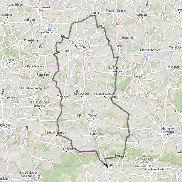 Map miniature of "La Roche en Pays de la Loire" cycling inspiration in Pays de la Loire, France. Generated by Tarmacs.app cycling route planner