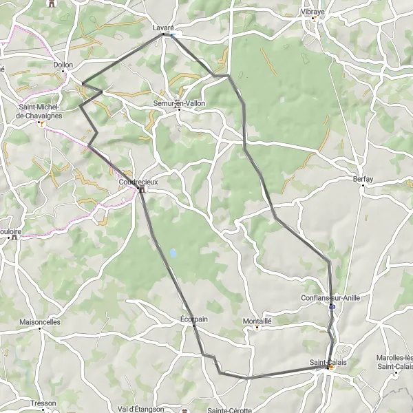 Map miniature of "The Écorpain Escape" cycling inspiration in Pays de la Loire, France. Generated by Tarmacs.app cycling route planner