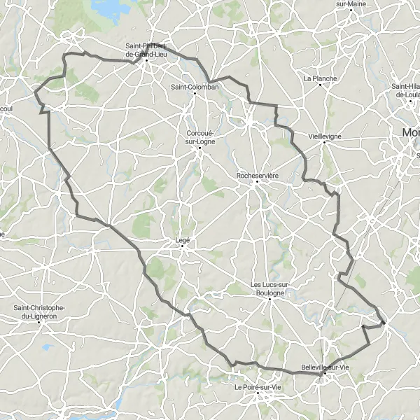 Map miniature of "The Vineyard Loop" cycling inspiration in Pays de la Loire, France. Generated by Tarmacs.app cycling route planner