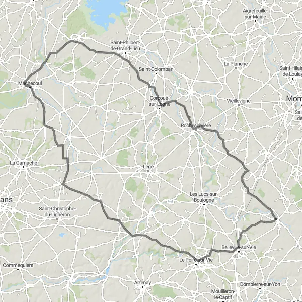 Map miniature of "The Saint-Denis Circuit" cycling inspiration in Pays de la Loire, France. Generated by Tarmacs.app cycling route planner