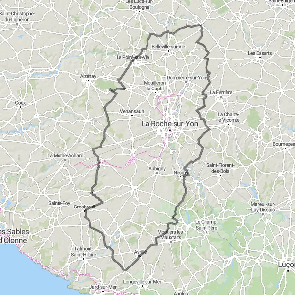 Map miniature of "The Coastal Loop" cycling inspiration in Pays de la Loire, France. Generated by Tarmacs.app cycling route planner