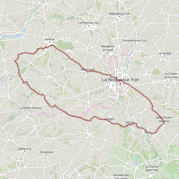 Map miniature of "Nesmy Adventure" cycling inspiration in Pays de la Loire, France. Generated by Tarmacs.app cycling route planner