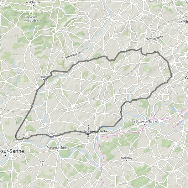 Map miniature of "Riverside Beauty" cycling inspiration in Pays de la Loire, France. Generated by Tarmacs.app cycling route planner