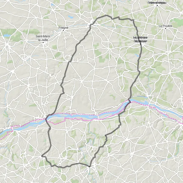 Map miniature of "The Château Adventure" cycling inspiration in Pays de la Loire, France. Generated by Tarmacs.app cycling route planner