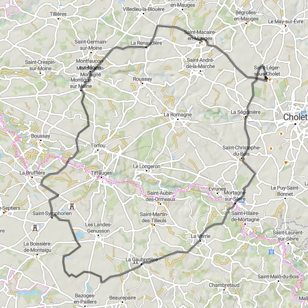 Map miniature of "Sèvre Loop" cycling inspiration in Pays de la Loire, France. Generated by Tarmacs.app cycling route planner