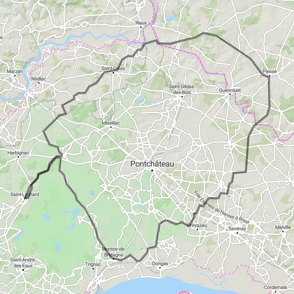 Map miniature of "Exploring Natural Beauty and History" cycling inspiration in Pays de la Loire, France. Generated by Tarmacs.app cycling route planner