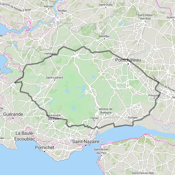 Map miniature of "Historic Journey" cycling inspiration in Pays de la Loire, France. Generated by Tarmacs.app cycling route planner