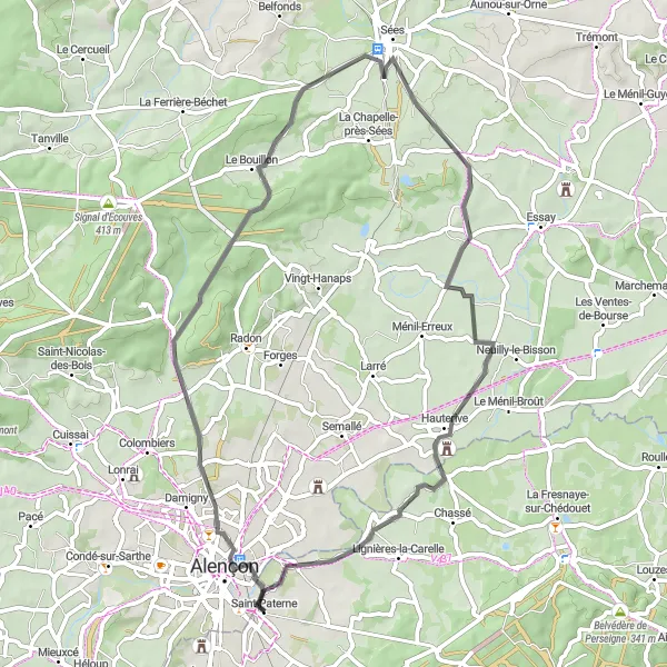Miniature de la carte de l'inspiration cycliste "Spiritual Discovery Ride" dans la Pays de la Loire, France. Générée par le planificateur d'itinéraire cycliste Tarmacs.app