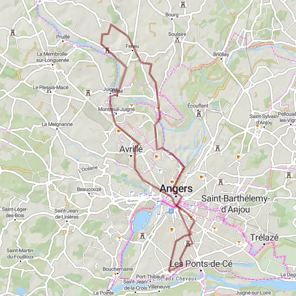 Map miniature of "Gravel Tour du Pays" cycling inspiration in Pays de la Loire, France. Generated by Tarmacs.app cycling route planner